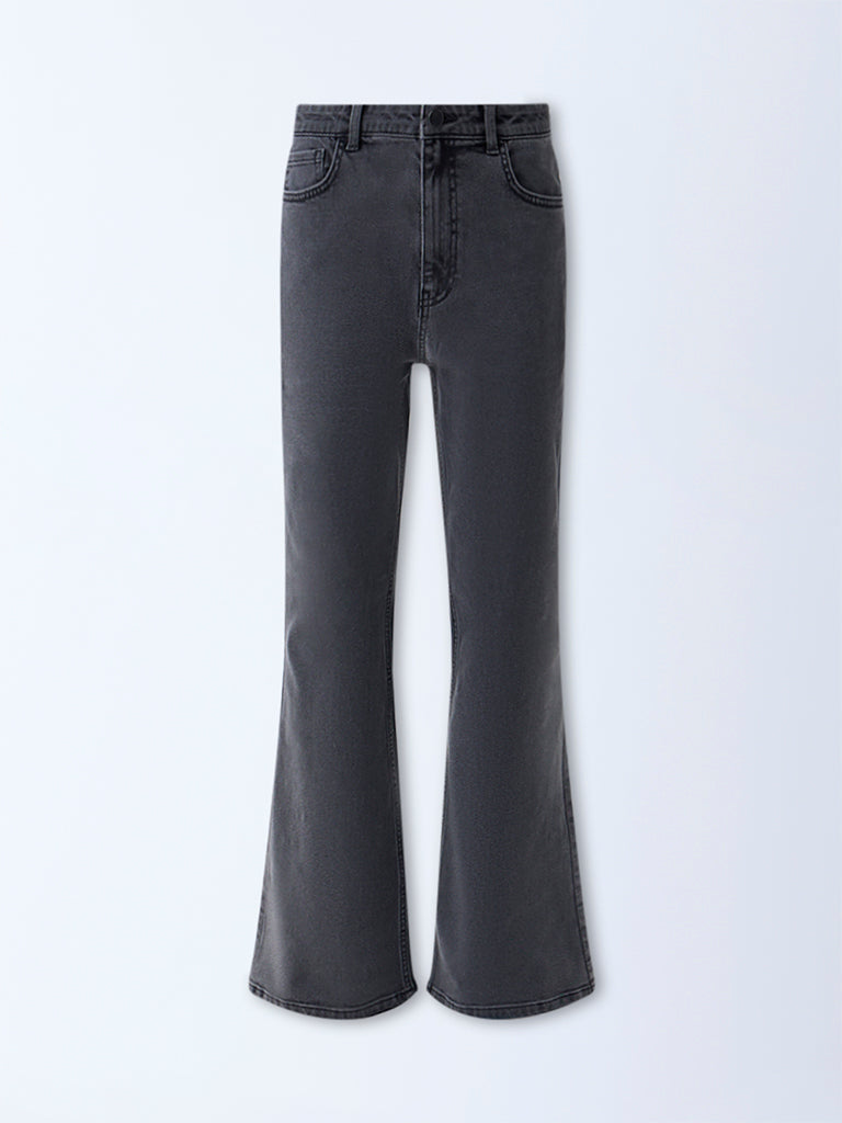 Nuon Grey High-Rise Flared Jeans