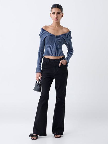 Nuon Black High-Rise Flared Jeans