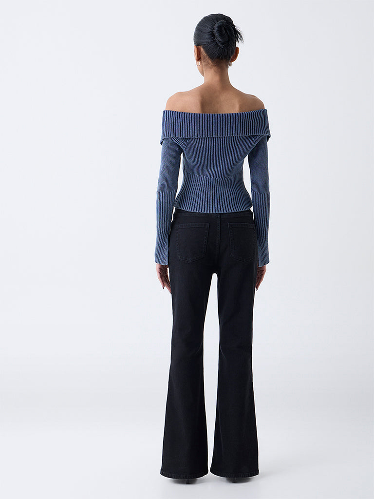 Nuon Black High-Rise Flared Jeans