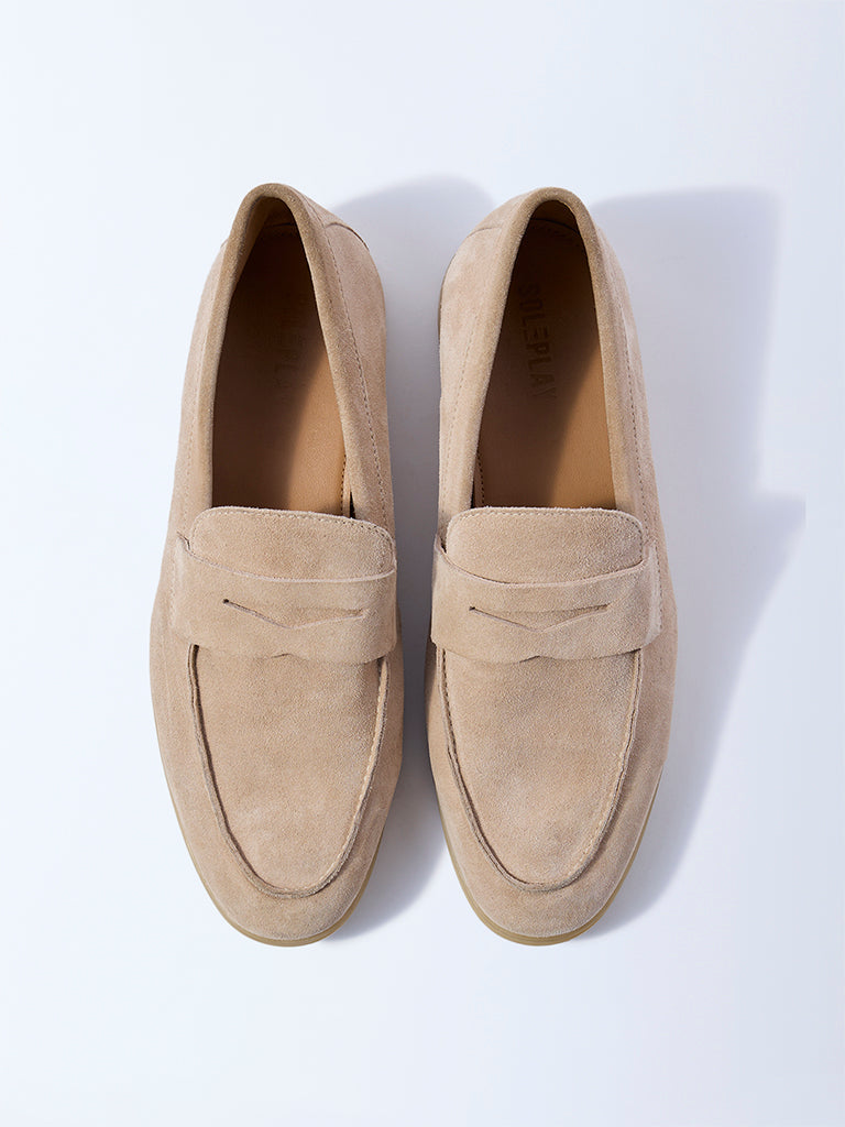 SOLEPLAY Beige Suede Leather Loafers
