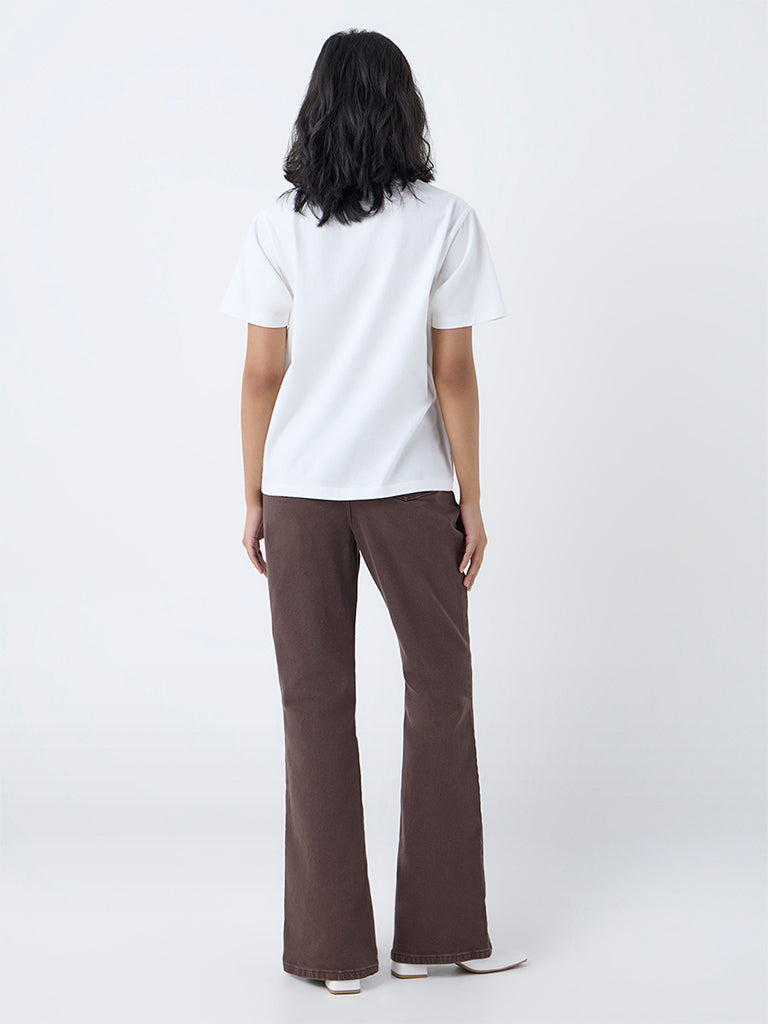 LOV Dark Brown Straight-Fit High-Rise Jeans