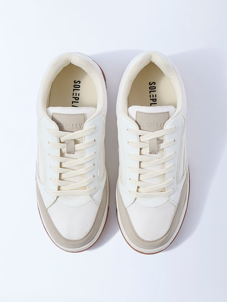 SOLEPLAY White Mesh Detailed Lace-Up Sneakers