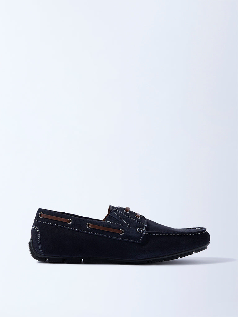 SOLEPLAY Navy Lace-Detailed Suede Loafers