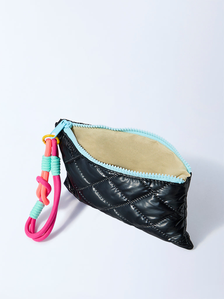 Studiowest Black Quilted Pouch with Bag Charm