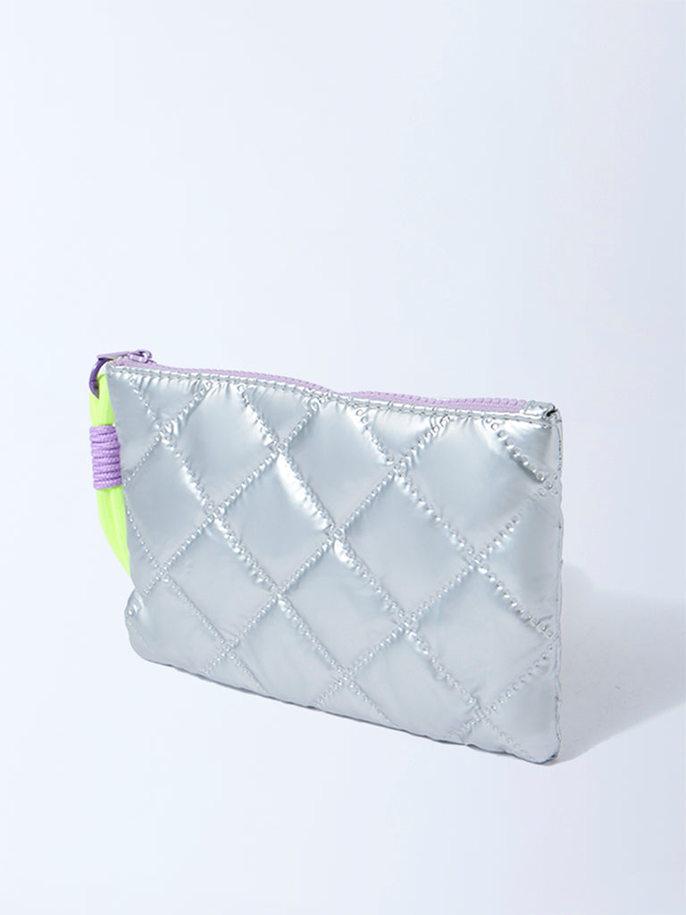 Studiowest Silver Quilted Pouch with Bag Charm