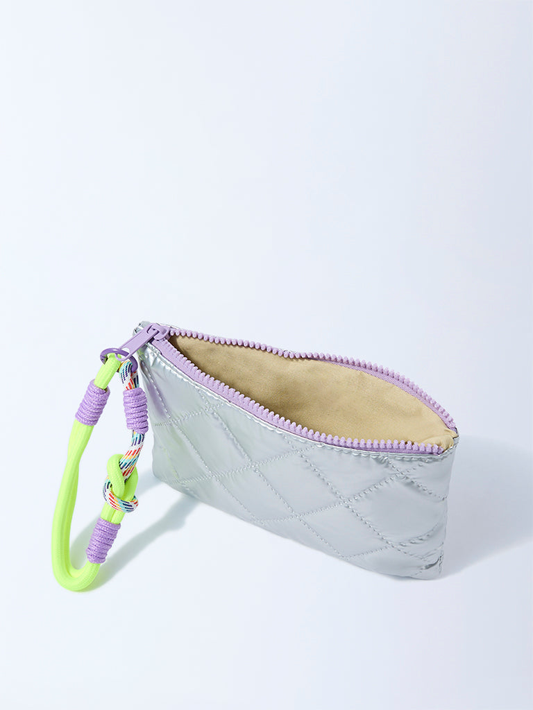 Studiowest Silver Quilted Pouch with Bag Charm