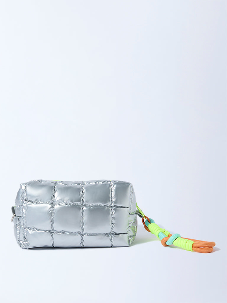 Studiowest Silver Quilted Pouch with Bag Charm