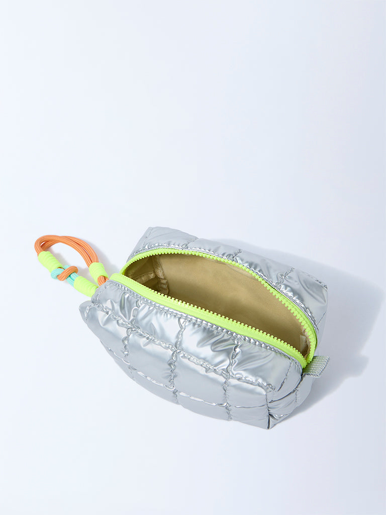 Studiowest Silver Quilted Pouch with Bag Charm