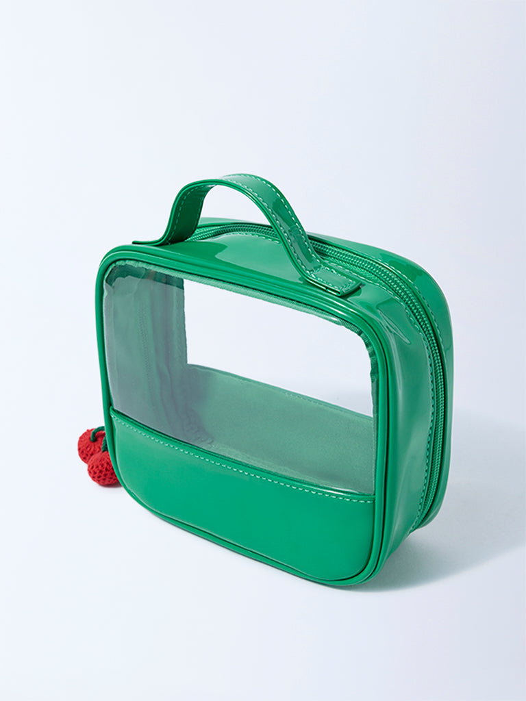 Studiowest Green Transparent Pouch with Strawberry Bag Charm