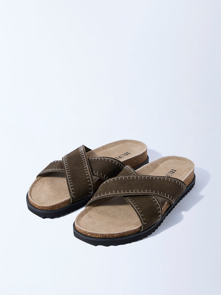 SOLEPLAY Olive Criss-Cross Strap Leather Sandals