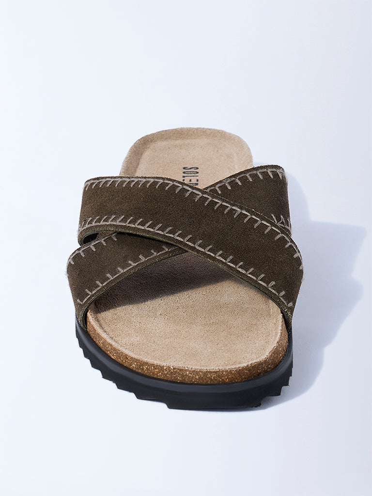 SOLEPLAY Olive Criss-Cross Strap Leather Sandals