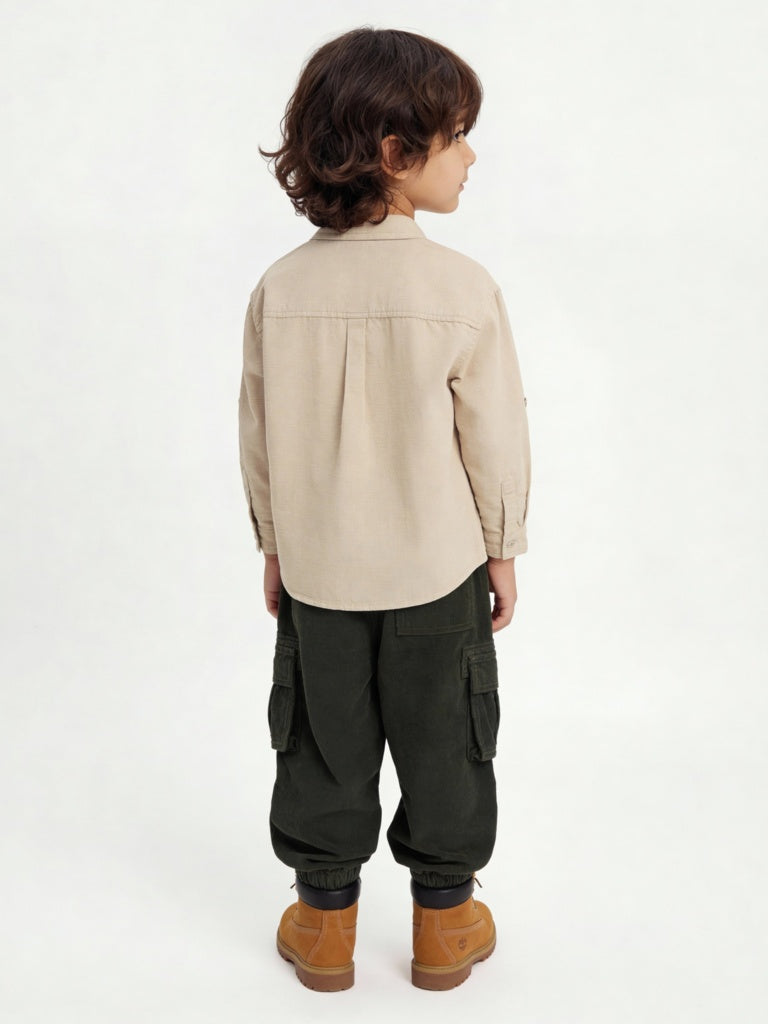 HOP Kids Boys Light Beige Cotton Shirt
