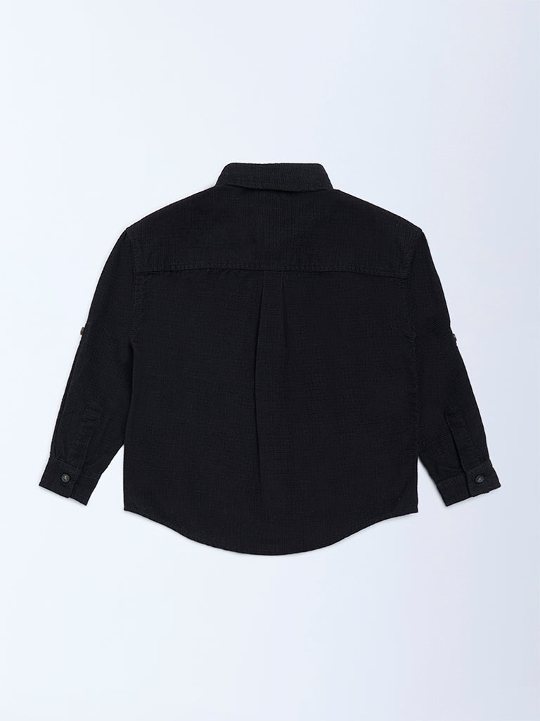 HOP Kids Boys Black Cotton Shirt