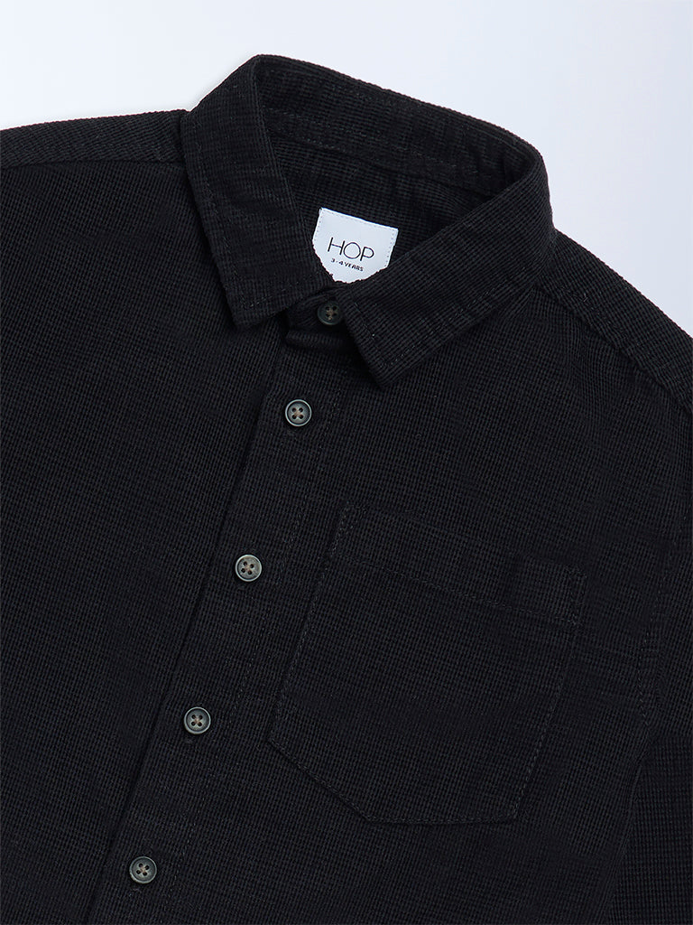 HOP Kids Boys Black Cotton Shirt