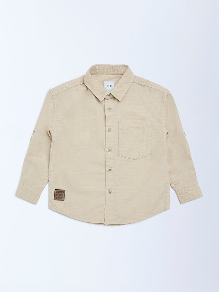 HOP Kids Boys Light Beige Cotton Shirt