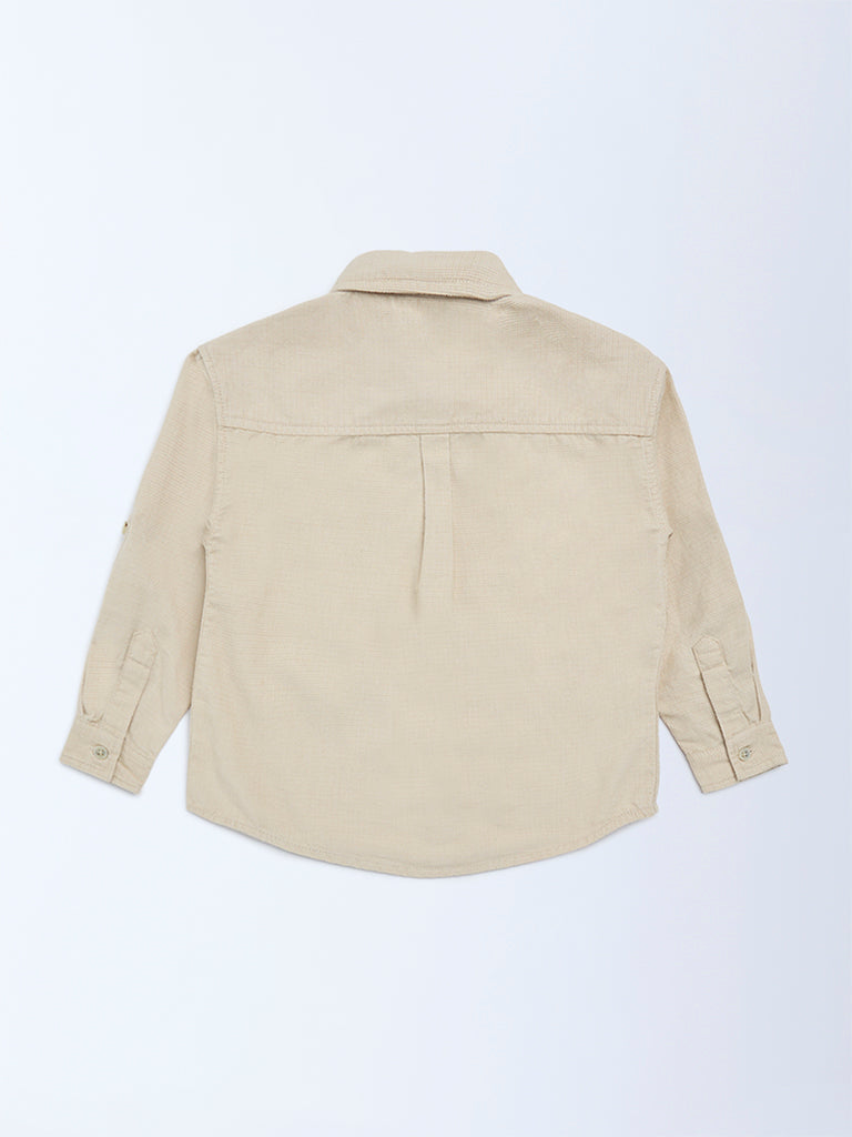 HOP Kids Boys Light Beige Cotton Shirt