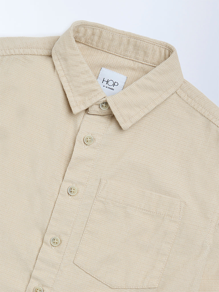 HOP Kids Boys Light Beige Cotton Shirt