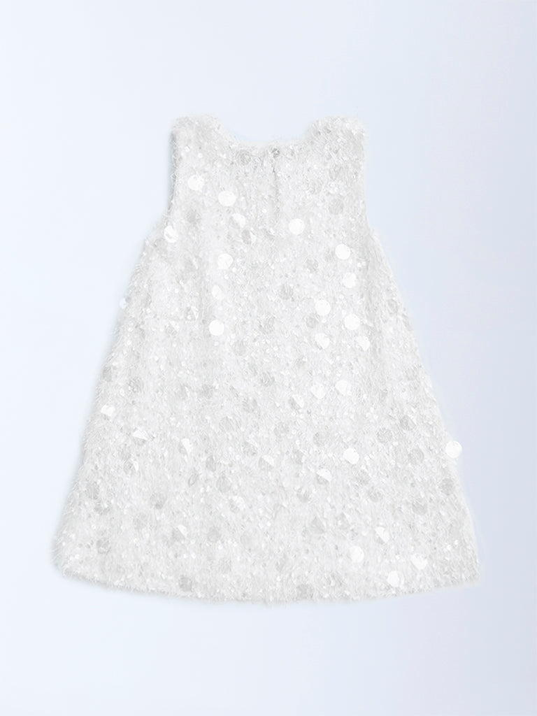 HOP Kids Girls White Embellished Party Dress