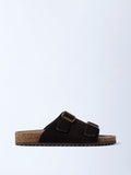 SOLEPLAY Brown Suede Buckle-Detail Leather Sandals