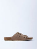 SOLEPLAY Taupe Buckle-Detail Suede Leather Sandals