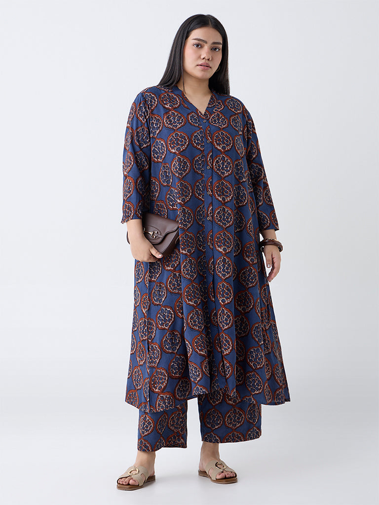 Diza Navy Printed Ethnic Pants