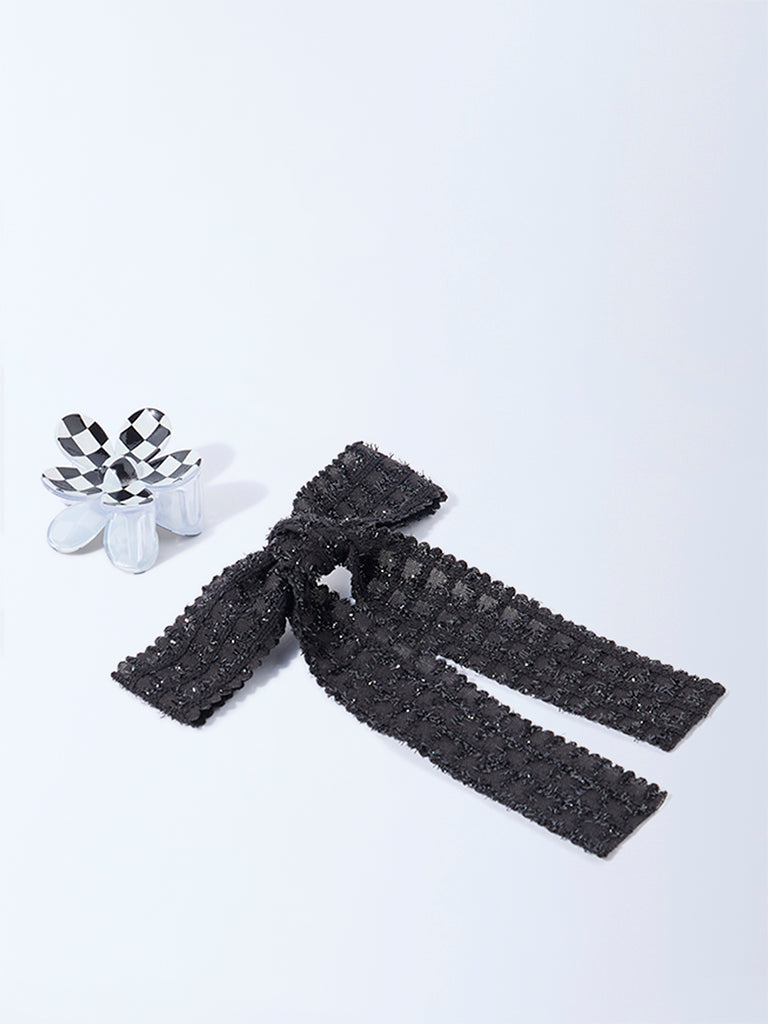Studiowest Black Flower Clip and Bow - Pack of 2
