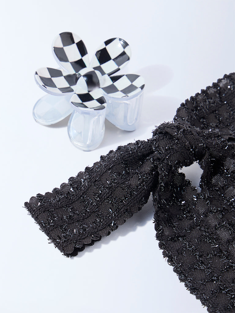 Studiowest Black Flower Clip and Bow - Pack of 2