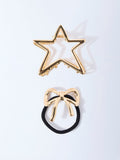 Studiowest Gold Bow Hair Tie and Star Clips - Pack of 2