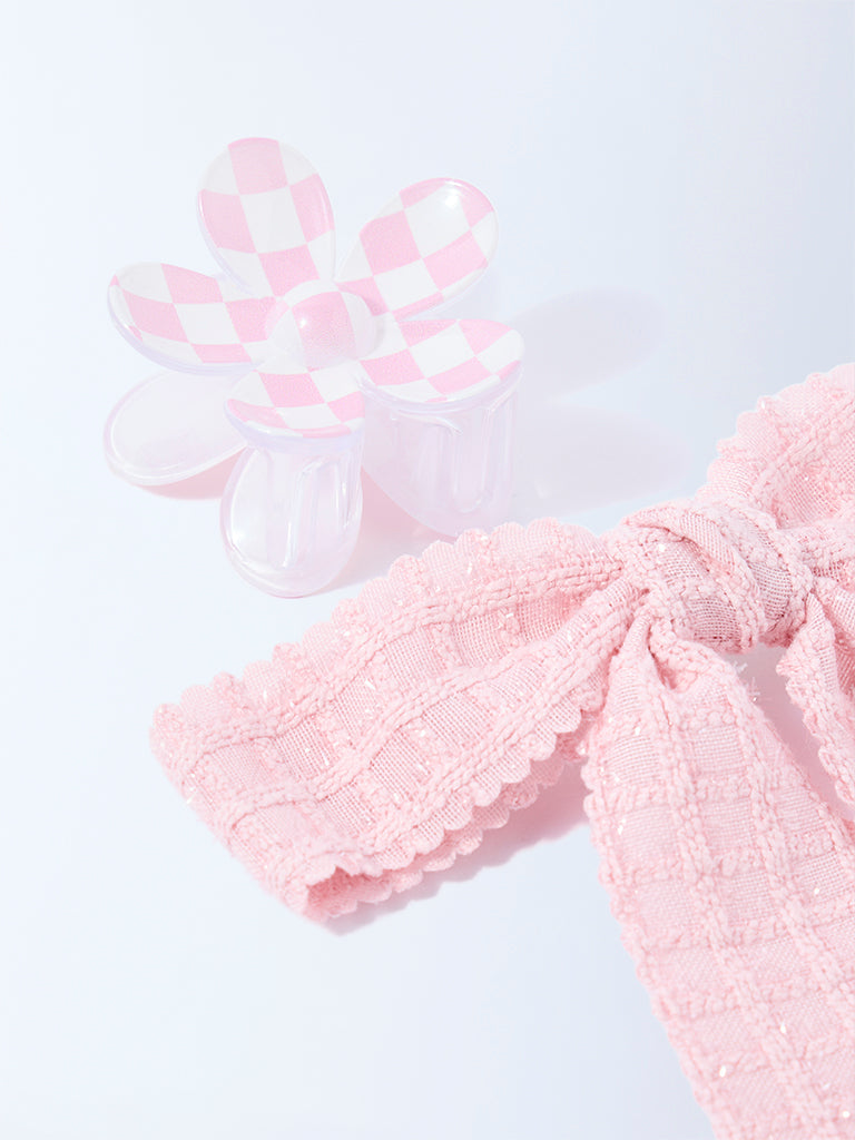 Studiowest Pink Flower Clip and Bow - Pack of 2