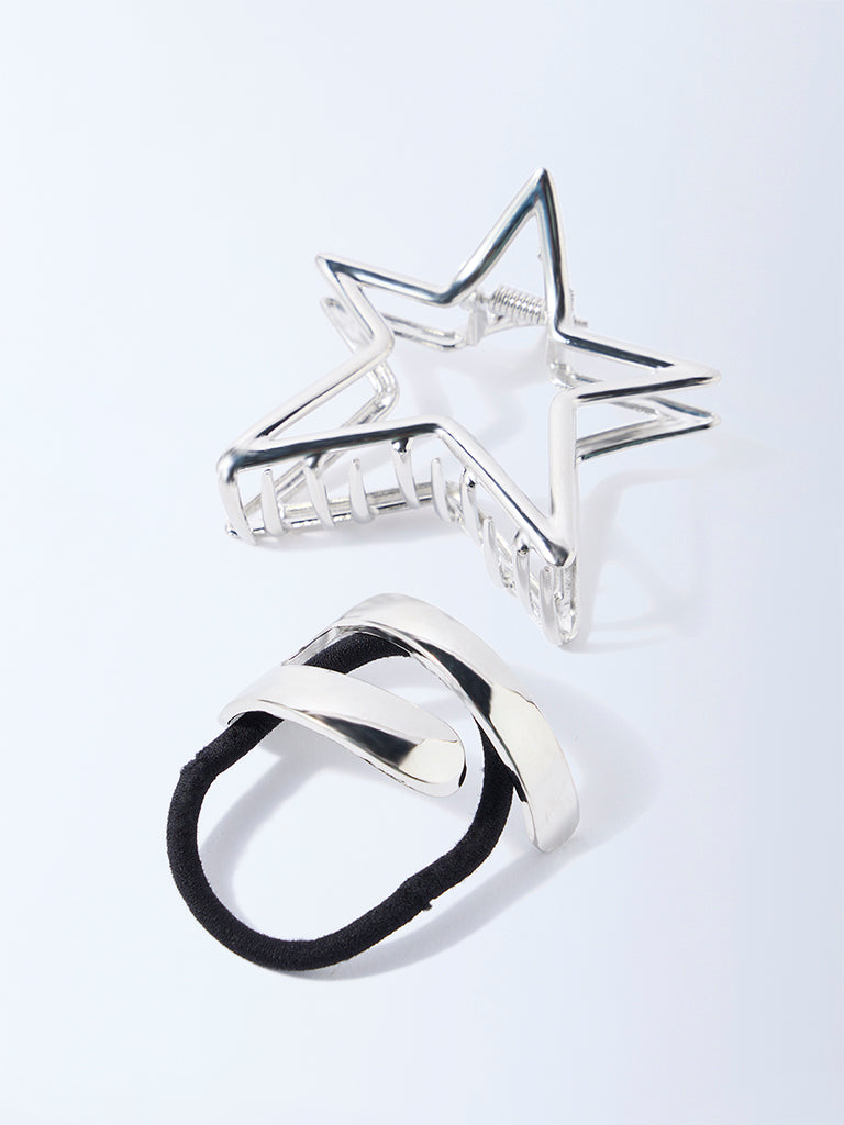 Studiowest Silver Hair Tie and Star Clips - Pack of 2