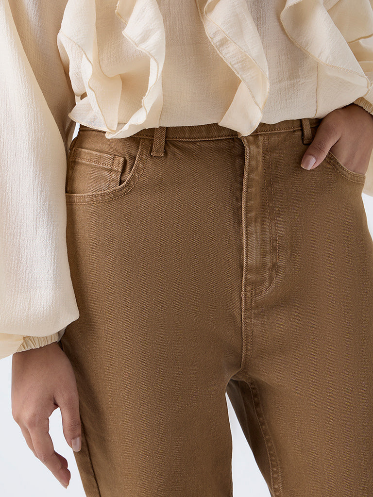 LOV Tan Bootcut High-Rise Jeans