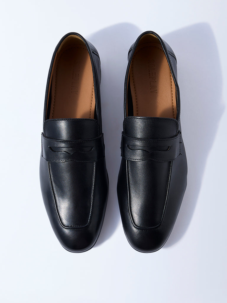 SOLEPLAY Black Penny Leather Loafers