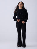 Girls Black High-Rise Flared Jeans