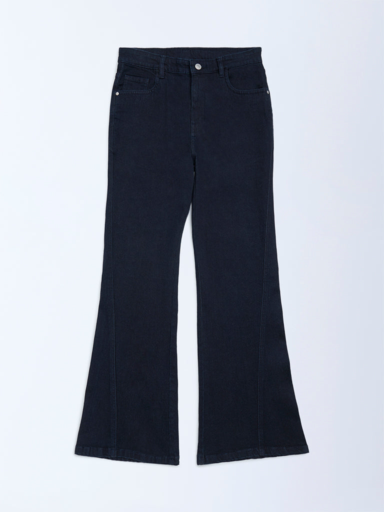 Girls Black High-Rise Bootcut Jeans