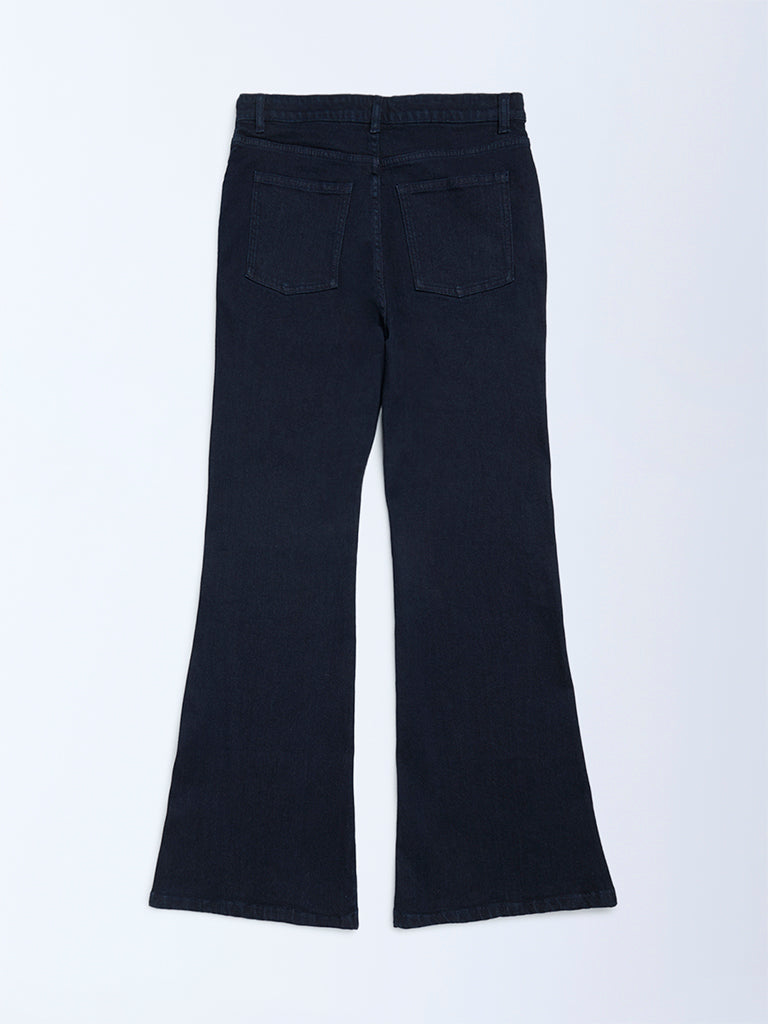 Girls Black High-Rise Bootcut Jeans