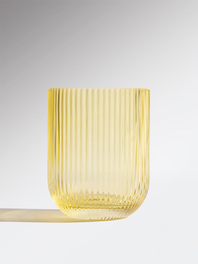 Westside Home Yellow Ribbed-Textured Water Glass