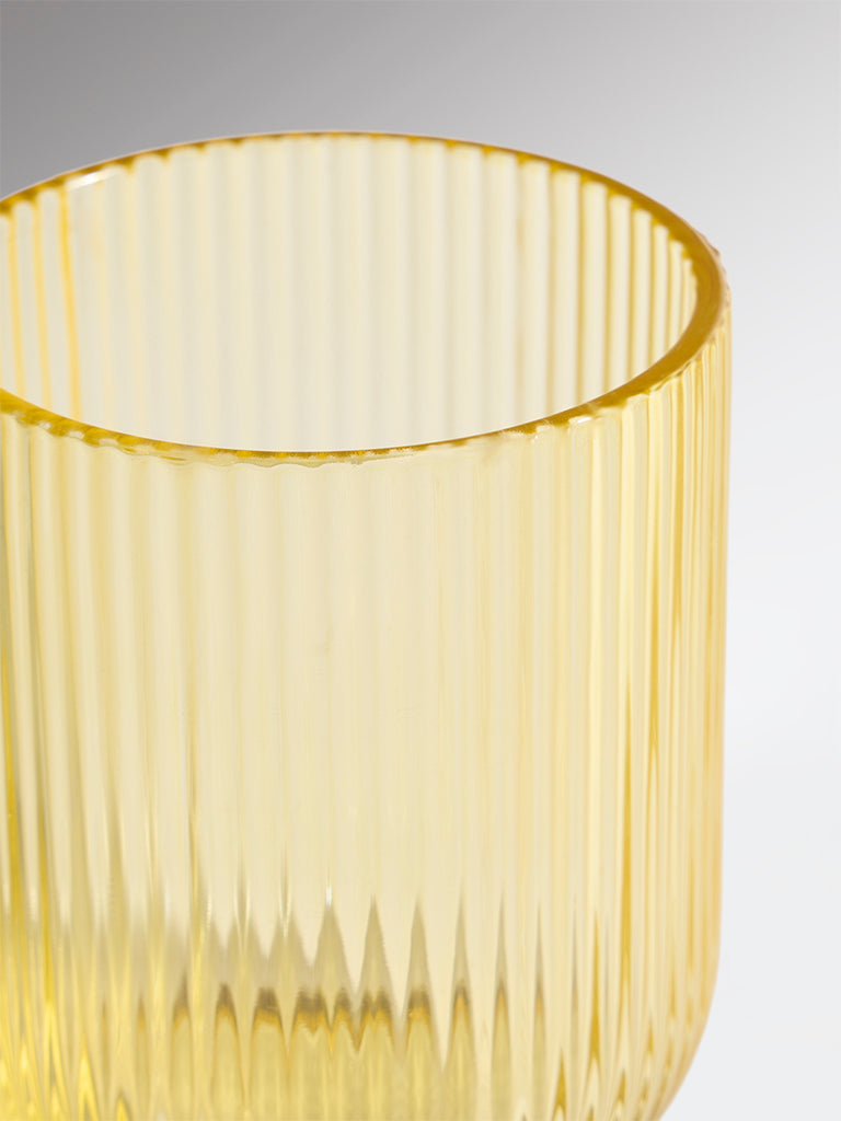 Westside Home Yellow Ribbed-Textured Water Glass