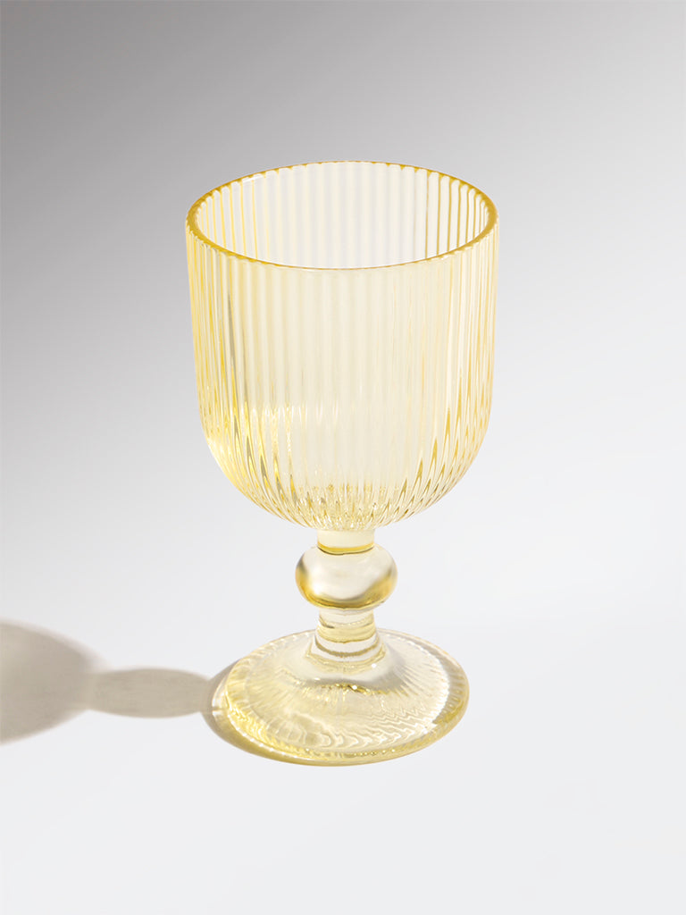 Westside Home Yellow Ribbed-Textured Wine Glass