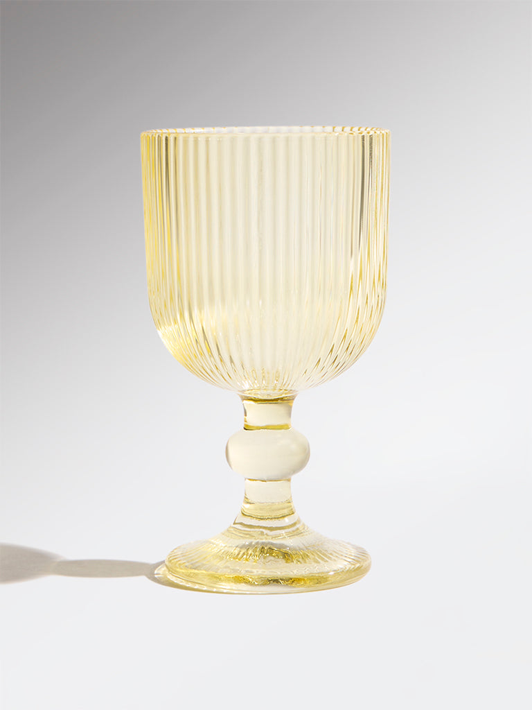 Westside Home Yellow Ribbed-Textured Wine Glass