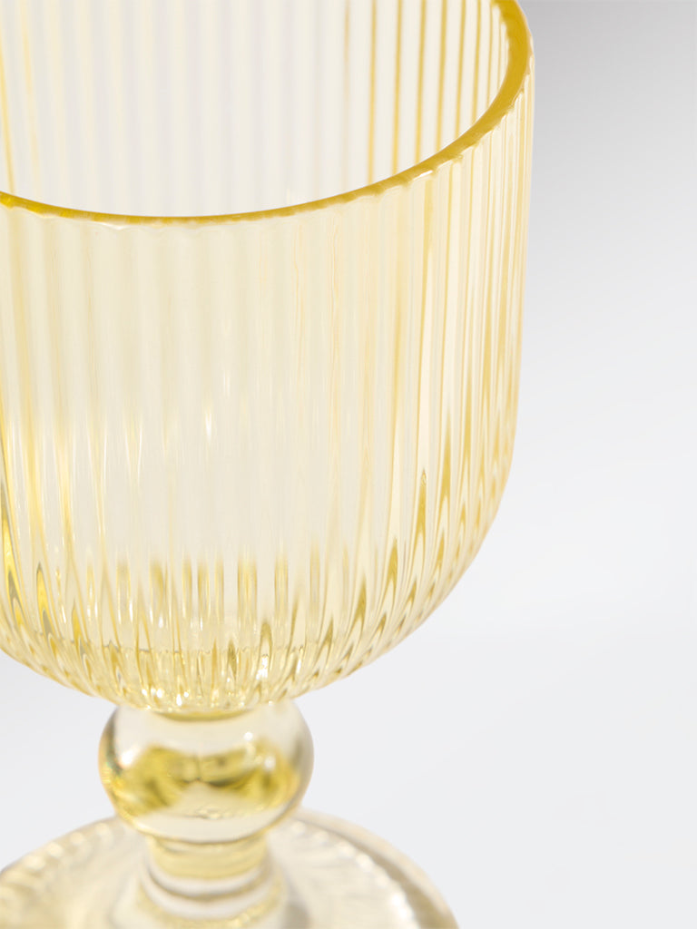 Westside Home Yellow Ribbed-Textured Wine Glass