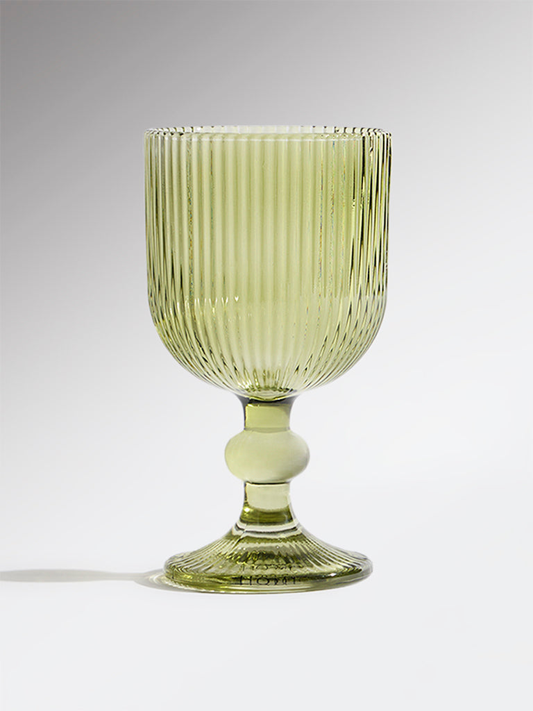 Westside Home Green Ribbed-Textured Wine Glass
