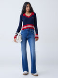 Nuon Blue Washed High-Rise Flared Jeans