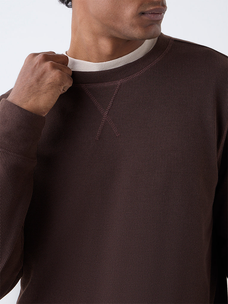 WES Lounge Brown Relaxed-Fit Cotton-Blend Sweatshirt