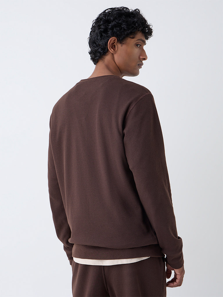 WES Lounge Brown Relaxed-Fit Cotton-Blend Sweatshirt
