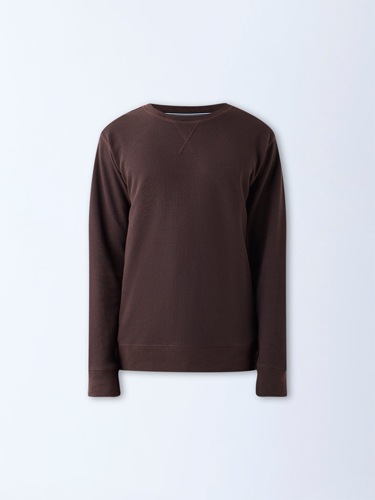 WES Lounge Brown Relaxed-Fit Cotton-Blend Sweatshirt