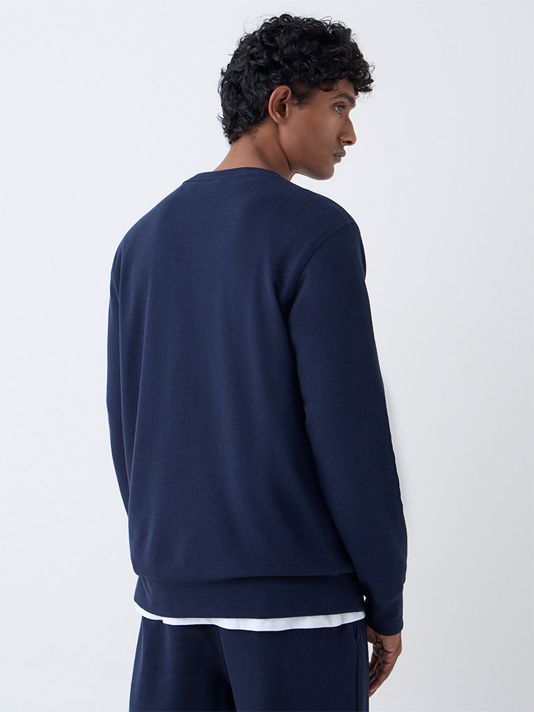 WES Lounge Navy Relaxed-Fit Cotton-Blend Sweatshirt