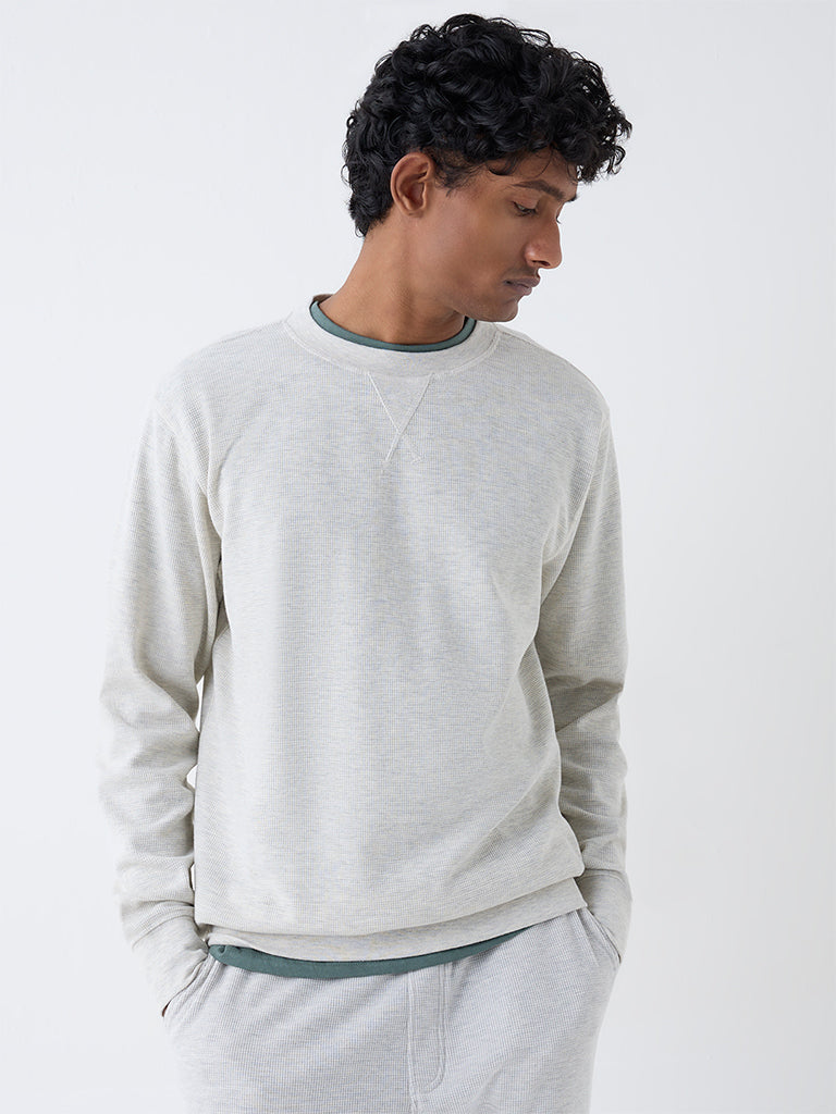 WES Lounge Grey Relaxed-Fit Cotton-Blend Sweatshirt