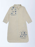 Utsa Kids Girls Beige Embroidered Cotton-Blend Tunic - (8-14 yrs)