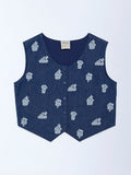 Utsa Kids Girls Navy Embroidered Denim Waistcoat - (8-14 yrs)