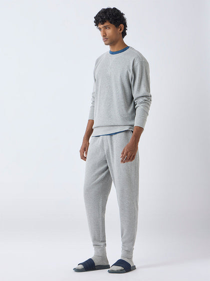 WES Lounge Grey Textured Relaxed-Fit Sweatshirt